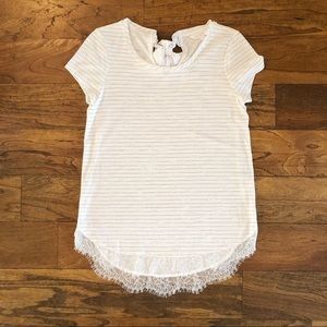 Lauren Conrad Tie-Neck Striped Short-Sleeve Top